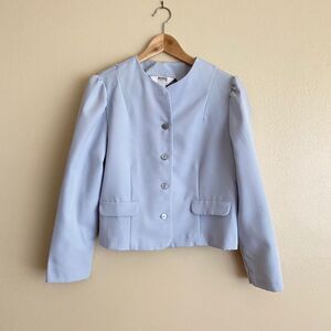 Vintage Montgomery Ward 16 P Sky Blue Ladies Blazer Button Front Long Sleeve